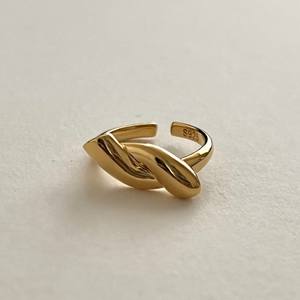 Anelli annodati in argento 925 Sterling placcato oro Chunky aprono anelli regolabili - Product Image 4