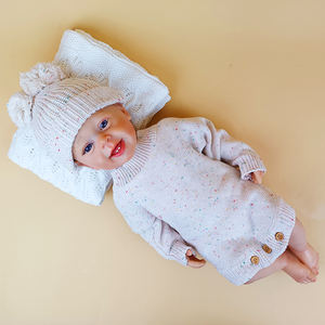 Pinuotu Baby Sprinkle conjuntos de ropa niño niña 6-12 <span class=keywords><strong>meses</strong></span> Vintage traje de punto <span class=keywords><strong>2</strong></span> piezas Pom Beanie conjunto de mameluco a juego - Product Image 1