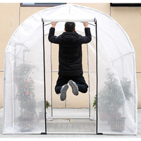 Invernadero tipo túnel, casa cálida de verduras pequeñas y suculentas Una puerta tiene seis ventanas
