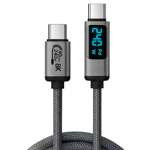 Cable de Carga Rápida USB4 Tipo-C a Tipo-C de Alta Calidad, 240W, 8K, 40Gbps, con Revestimiento de Nailon para Teléfono, Auriculares y Reloj - Product Image 1