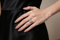 Bague KAVNAR en laiton plaqué or blanc, halo coussin, zircon cubique rond, quatre griffes, élégante pour femme