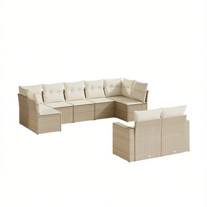 Set Divano da Giardino in Rattan PE Beige, Arredamento da Esterno con Cuscini in Schiuma ad Alta Densità, Design Contemporaneo Impermeabile - Product Image 1