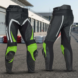Pantalon de moto personnalisé vert avec genouillères et Protections de course - Product Image 3