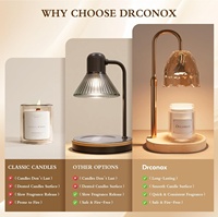 Lampe chauffe-bougie en verre, lumière d'ambiance, avec minuterie, intensité réglable, hauteur ajustable, 2 ampoules pour bougies en pot, anniversaire, ouverture de maison