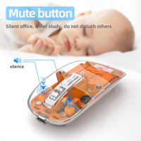 Mouse Nirkabel USB 2.4GHz Baru Transparan 5-Tombol Dual BT5.1 2400 DPI Magnetik Dapat Dilepas PS4 PS5 Tombol Senyap