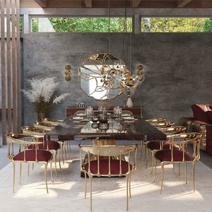 Hochwertiges Luxus-Esszimmer-Set mit Holzplatte für 10 Personen, Moderne Rechteckige Tischgruppe mit Stühlen D020, Holzplatte Verleiht einen Luxuriösen Touch - Product Image 1