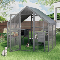 Catio Maison pour chat en bois de grande taille pour l'extérieur - Design moderne, populaire et simple, écologique et facile à assembler, toutes saisons, emballé en boîte