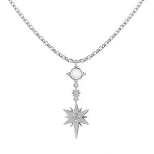 Dylam New Designer 925 Sterling Silver Link Chain Fine Fashion 5A Cubic Zirconia Synthetic <b>Opal</b> Stone Hexagram <b>Pendant</b> Necklace - Product Image 1