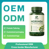 Capsules de poudre de feuilles de Moringa OEM ODM, complément alimentaire végétalien super-alimentaire pour le bien-être quotidien et le soutien énergétique, marque privée