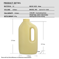 Botol cair plastik HDPE 1L, dengan pompa penyemprot, segel tutup pupuk bunga wangi untuk kemasan Sabun