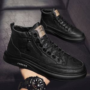 Chaussures pour hommes en cuir noir légères, respirantes, antidérapantes, à lacets, à bout fermé, style polyvalent, pour le printemps, l'automne et l'hiver - Product Image 3