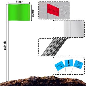 Красочный маркировочный флаг 4x5 дюймов с 15-дюймовой палкой для ландшафтного орошения газона маркеры для обследования спринклерных флагов - Product Image 4