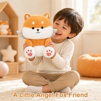 Peluche chiot avec sourire brodé et coussinets en forme de cœur corail, chien en peluche doux avec ailes d'ange pour décoration de bureau et cadeau confortable