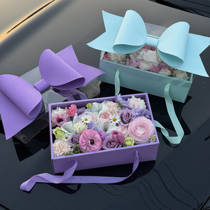 Hộp bánh hoa ngày Valentine với nơ đỏ, giấy gói trái cây PVC trong suốt, giấy gói quà ép nổi dành cho bánh và quà tặng - Product Image 1