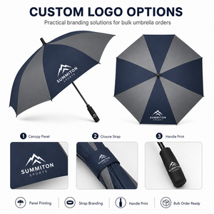 Paraguas promocional semiautomático de poliéster recto con logotipo personalizado serigrafiado para regalo empresarial, bienvenida de empleados. - Product Image 3