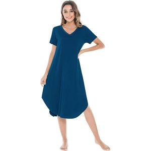 Camisón Personalizado para Mujer con Cuello en V y Manga Corta, Camiseta de Dormir Suave de Viscosa de Bambú, Ropa de Dormir Informal para Mujer - Product Image 1