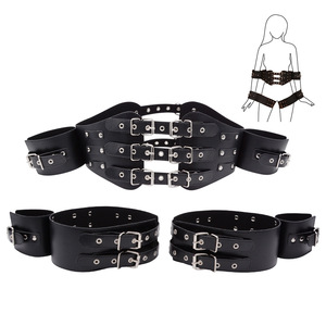 BANSEY Harnais de taille en cuir, Ceinture de retenue, Menottes pour avant-bras, Sangles de bondage pour cuisses et poignets, Ensemble d'équipement de discipline BDSM soumis - Product Image 1