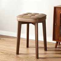Tabouret empilable en bois massif avec coussin moelleux, banc de salle à manger peu encombrant pour la maison