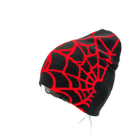Bonnet en tricot réversible sans revers, design graphique toile d'araignée gothique Y2K, streetwear personnalisé pour hommes