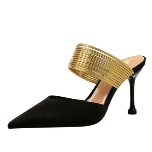 Chaussures pour femmes BIGTREE <span class=keywords><strong>2020</strong></span>, nouvelle mode, talons aiguilles Baotou, bouche peu profonde, bout pointu, en soie et satin, pantoufles ajourées - Product Image 1