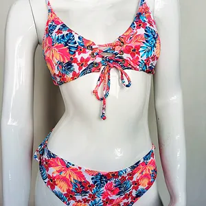 Recycled spandex OEM Oem Low moq OEM Fashion Pash up Ladies Two-Piece Bikini Swimwear for Promotion