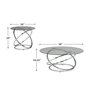 Bộ Bàn Đôi <span class=keywords><strong>3</strong></span> Món Mạ Crôm Hiện Đại, Bao Gồm Bàn Cà Phê Và Bàn 2 Đầu - Product Image 5