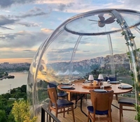 Dôme géodésique transparent de luxe pour restaurant de camping moderne, tente événementielle quatre saisons, maison igloo extérieure