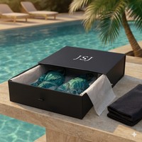 Boîte d'emballage en carton de style tiroir avec fermeture magnétique de luxe, finition mate, doublure en satin de coton, matériaux recyclés pour maillot de bain