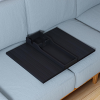 Tablette de canapé moderne antidérapante SINCERE en bambou, pliable et flexible, avec porte-gobelet et rangement pour collations, pour salon