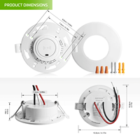 Détecteur de mouvement micro-ondes encastré au plafond à 360 degrés, matériau ignifuge PC, 10A 100-265 VAC, RZ048