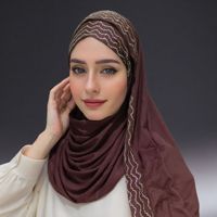 Nouvelle Écharpe Longue Femme Printemps en Coton Modal Mercerisé Ondulé avec Strass Thermocollés, Couleur Unie Douce et Élastique, Vente Chaude Direct Usine