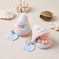 Gantungan Kunci Boneka Bentuk Kerang, Dompet Resleting, Boneka Mini Hewan Laut Lepas Pasang, Seri Lautan, Aksesoris Tas, Grosir