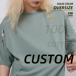Camiseta de Hombre 2024, Nueva, 190G, Holgada, 100% Algodón, Manga Corta, Lisa, de Color Sólido, Estilo Básico - Product Image 2