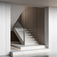 Escalier droit de luxe haut de gamme DB au design moderne avec marches en marbre pour la maison, escalier pour accéder au deuxième étage