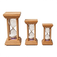 Jam Pasir Kayu Grosir 3 Ukuran Set Bingkai Kayu Solid Jam Pasir Kaca Bening, Dekorasi Rumah Hadiah Dengan Logo Kustom