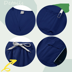 Women Hospital Scrub Suit Set Short Sleeve Knitted Moisture Wicking Work Uniform Split Design For Medical Use - Product Image 3