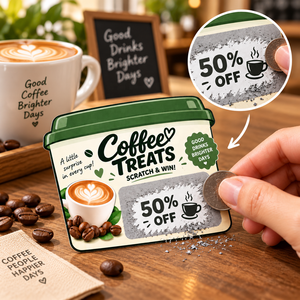 Free Design Instant Prize Digital Printing Die Cut Custom Shape Coffee Store Game Reward <b>Scratch</b> Off Cards - Product Image 6
