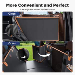 Funda de asiento de coche de PU a prueba de arañazos para mascotas, hamaca impermeable para perros para asientos traseros de coche, ventana Visual de malla, funda de asiento de coche para perros con fondo duro - Product Image 4