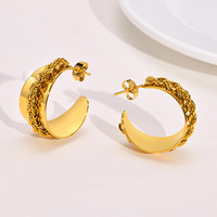 Edelstahl 18 Karat Gold Schmuck Twist Ohrringe Damen Wide Face C Ring Ohrringe Anpassung