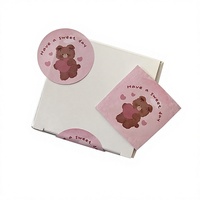 Autocollants ronds adhésifs en papier couché motif ours de dessin animé, étiquettes de scellage cadeau pour la décoration de gobelets de thé au lait et de pâtisseries