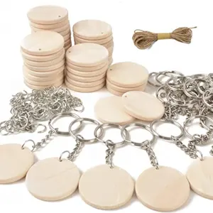 10 Stück 1,5 Zoll Naturholz-Schlüsselanhänger mit Edelstahl Digitaler Fotoklüsselanhänger für Kunden DIY
