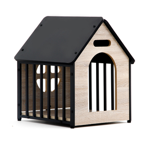 Niche d'intérieur pour petits animaux Niche en bois et métal pour petits chiens chats lapins - Product Image 1