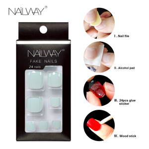 Manicura de uñas postizas con pegamento, puntera cuadrada de ABS azul claro, venta al por mayor - Product Image 2