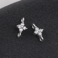 Charme exquis en or 14 carats plaqué zirconium, trèfle à quatre feuilles porte-bonheur, pendentif connecteur pour la fabrication de bracelets et de colliers DIY