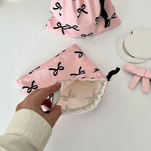 Custom Logo Personalized Cute Pattern Soft Fabric Calico Canvas <b>Drawstring</b> Bag Cotton Jewelry Gift <b>Pouch</b> With Double String - Product Image 5