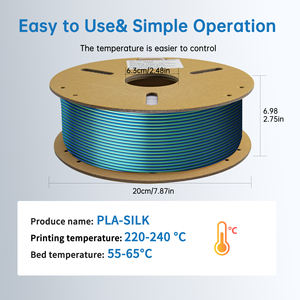 Filament d'impression 3D 1 kg 1,75 mm, tiges en plastique, longueur 330 m, poids net 1 kg, haute qualité, couleur bleu-vert, filament PLA SILK - Product Image 6