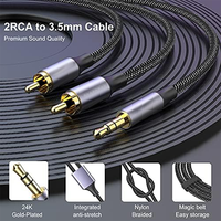 Câble RCA de haute qualité en nylon tressé plaqué or 3,5 mm vers 2 RCA pour l'audio de voiture, vente en gros d'usine