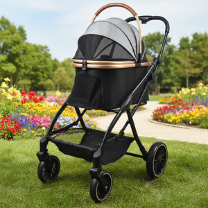 <span class=keywords><strong>Poussette</strong></span> de jogging pliable de haute qualité confortable et étanche 4 roues <span class=keywords><strong>pour</strong></span> chiens jumeaux et grands chats - Product Image 5