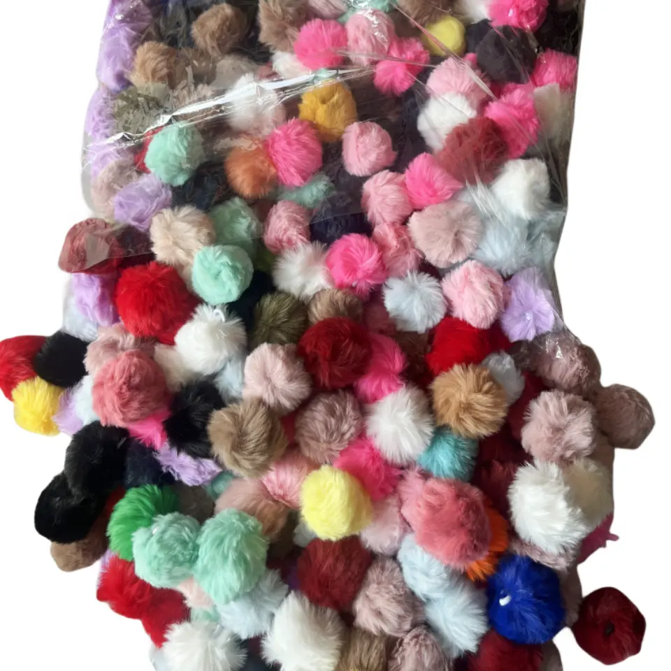 Custom Size Faux Bont Pompons Handgemaakte Faux Konijnenbont Bal Pluizige Pluche Bont Pom Poms Voor Diy Hoeden Doek Decoratie