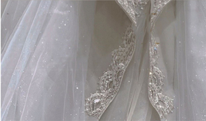 Robes de mariée de style cour de luxe, perles, cristaux, paillettes, robe de mariée à bretelles, longue traîne, robe de mariée pour femmes <span class=keywords><strong>2022</strong></span> - Product Image 6